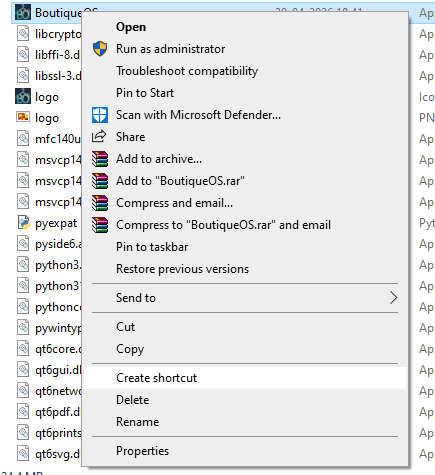 Right-click to create shortcut