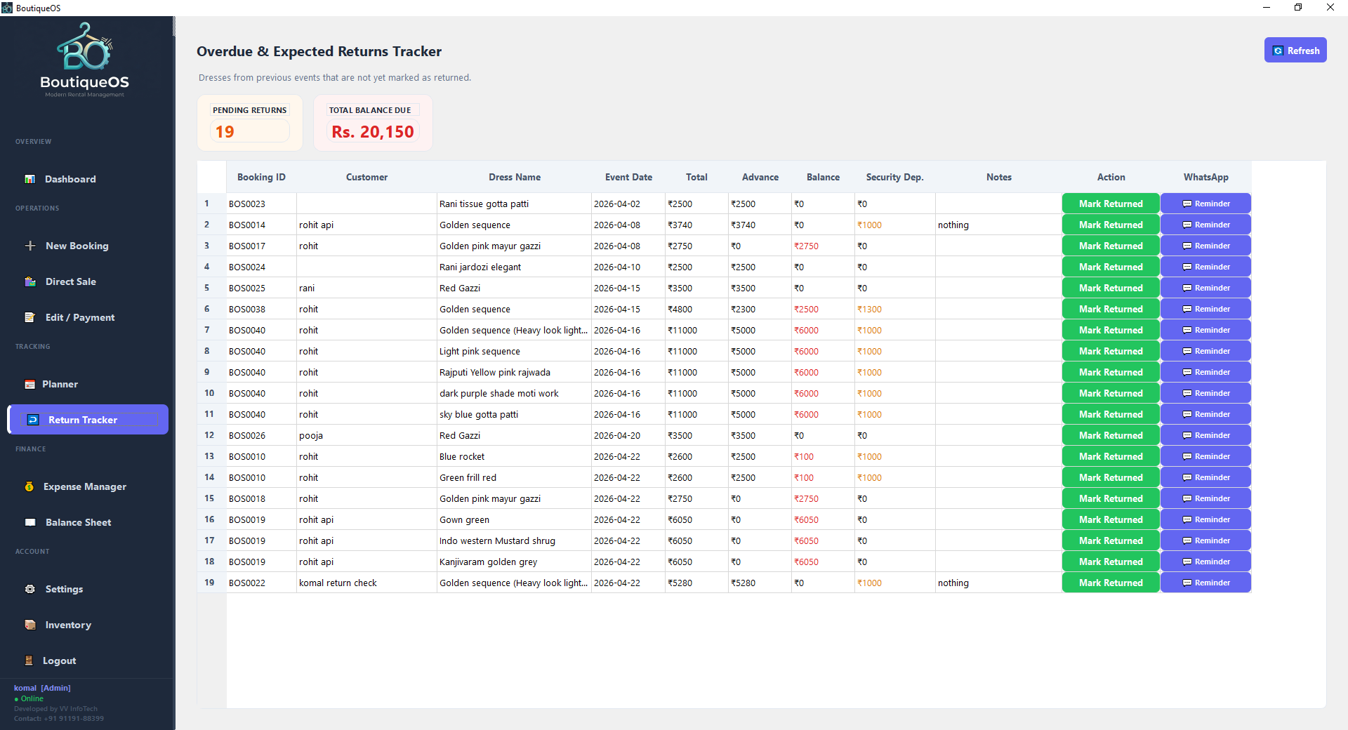 Return Tracker